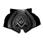 Silver And Black All Seeing Eye Print Muay Thai Boxing Shorts