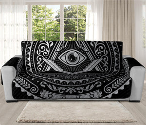 Silver And Black All Seeing Eye Print Oversized Sofa Protector