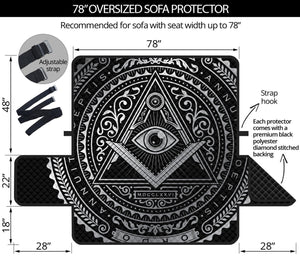 Silver And Black All Seeing Eye Print Oversized Sofa Protector