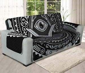 Silver And Black All Seeing Eye Print Oversized Sofa Protector