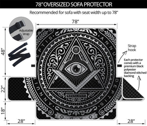 Silver And Black All Seeing Eye Print Oversized Sofa Protector