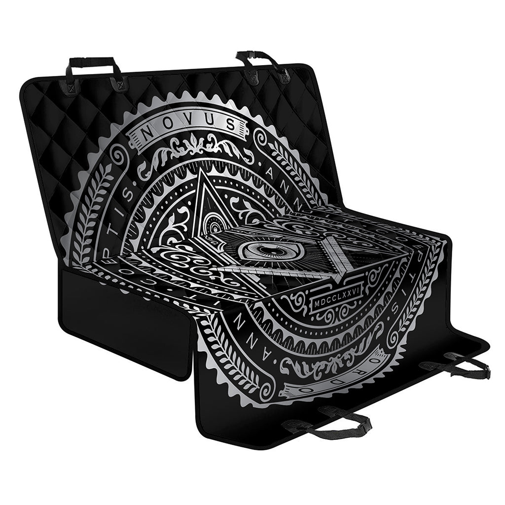 Silver And Black All Seeing Eye Print Pet Car Back Seat Cover