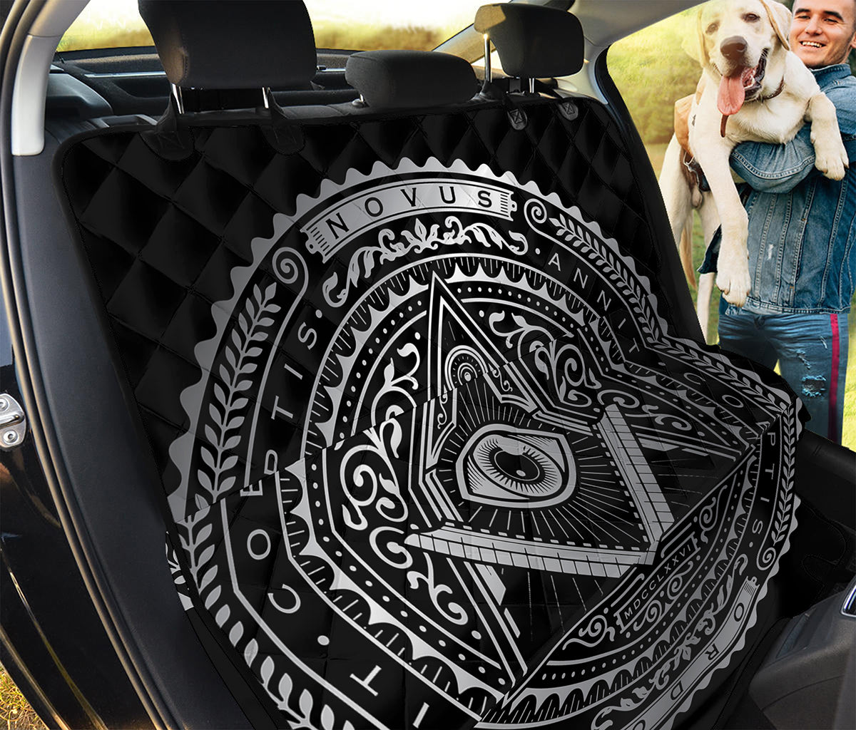 Silver And Black All Seeing Eye Print Pet Car Back Seat Cover