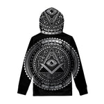 Silver And Black All Seeing Eye Print Pullover Hoodie