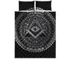 Silver And Black All Seeing Eye Print Quilt Bed Set