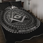 Silver And Black All Seeing Eye Print Quilt Bed Set