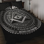 Silver And Black All Seeing Eye Print Quilt Bed Set