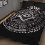 Silver And Black All Seeing Eye Print Quilt Bed Set