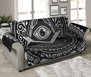 Silver And Black All Seeing Eye Print Sofa Protector