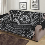 Silver And Black All Seeing Eye Print Sofa Protector