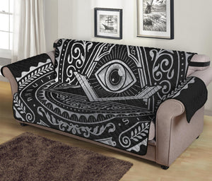 Silver And Black All Seeing Eye Print Sofa Protector