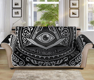 Silver And Black All Seeing Eye Print Sofa Protector