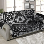 Silver And Black All Seeing Eye Print Sofa Protector