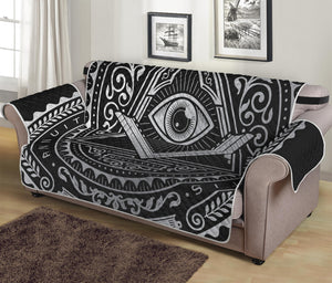 Silver And Black All Seeing Eye Print Sofa Protector