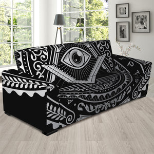 Silver And Black All Seeing Eye Print Sofa Slipcover