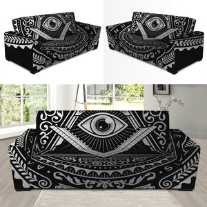 Silver And Black All Seeing Eye Print Sofa Slipcover