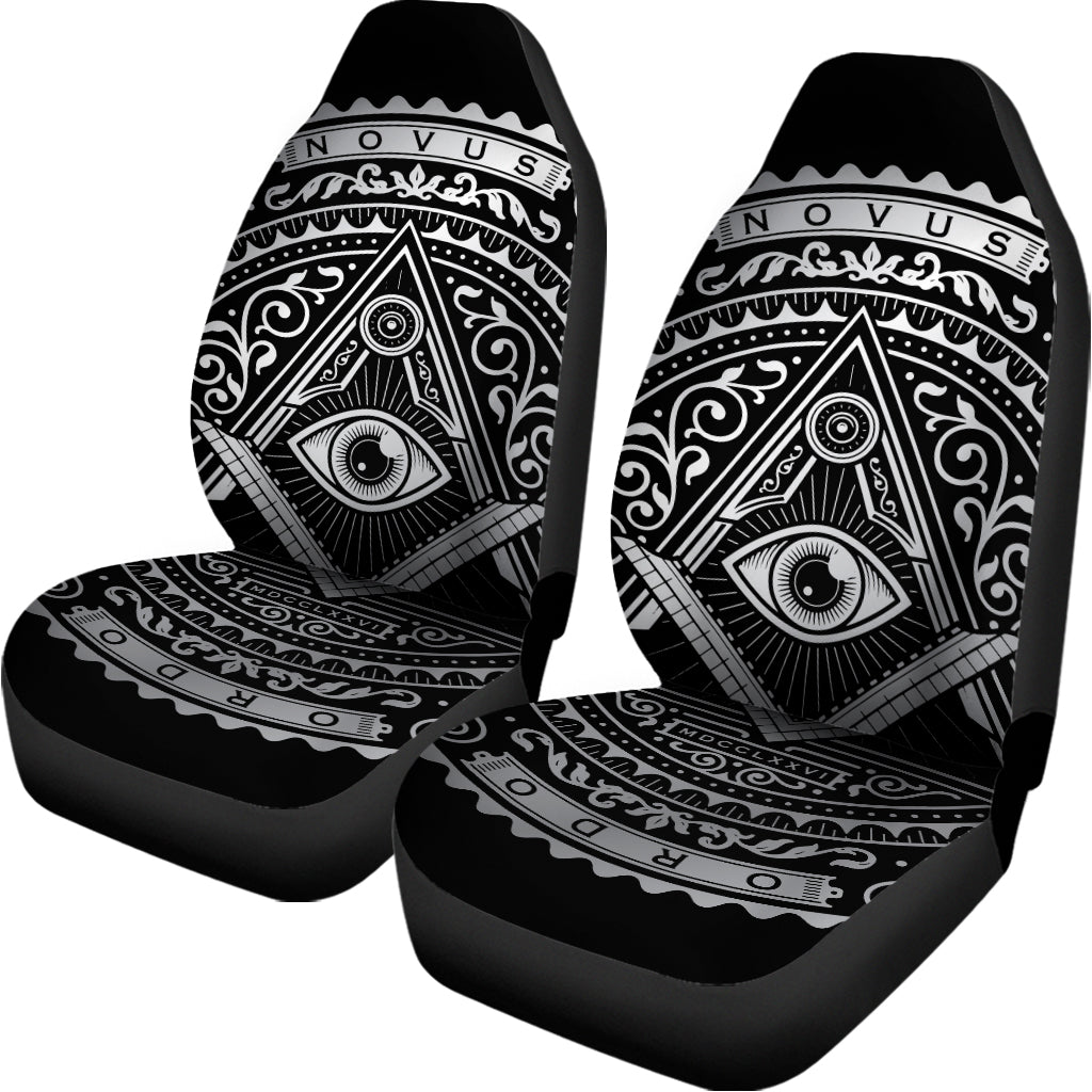 Silver And Black All Seeing Eye Print Universal Fit Car Seat Covers