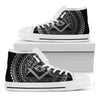 Silver And Black All Seeing Eye Print White High Top Shoes