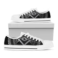 Silver And Black All Seeing Eye Print White Low Top Sneakers