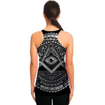 Silver And Black All Seeing Eye Print Women's Racerback Tank Top