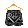Silver And Black All Seeing Eye Print Women's Shorts