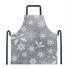 Silver And White Snowflake Pattern Print Apron