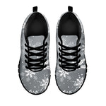 Silver And White Snowflake Pattern Print Black Sneakers