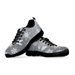 Silver And White Snowflake Pattern Print Black Sneakers