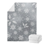 Silver And White Snowflake Pattern Print Blanket