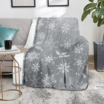 Silver And White Snowflake Pattern Print Blanket