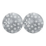 Silver And White Snowflake Pattern Print Car Coasters