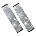 Silver And White Snowflake Pattern Print Car Seat Belt Covers