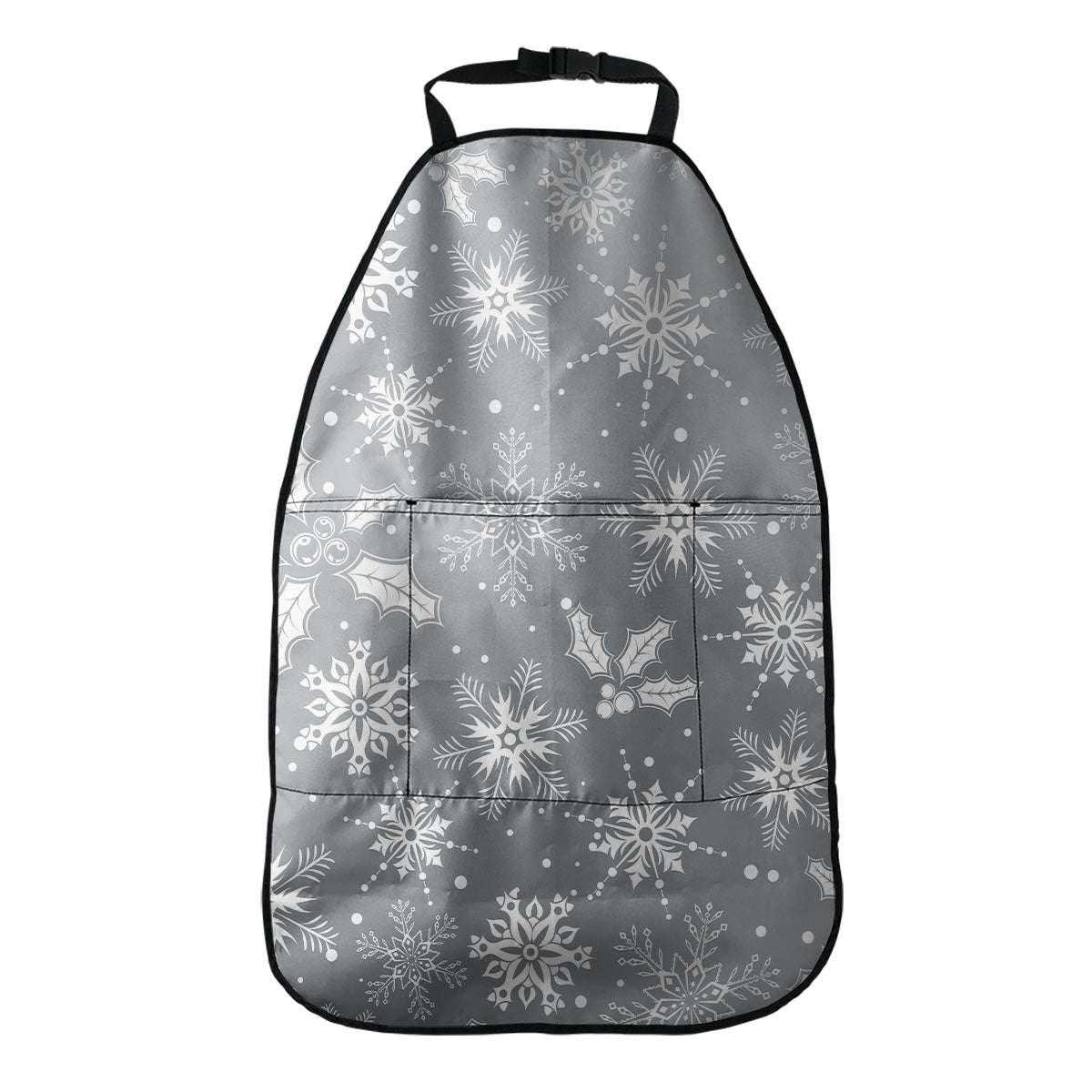 Silver And White Snowflake Pattern Print Car Seat Organizers