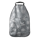 Silver And White Snowflake Pattern Print Car Seat Organizers