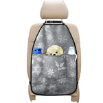 Silver And White Snowflake Pattern Print Car Seat Organizers