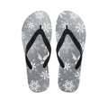 Silver And White Snowflake Pattern Print Flip Flops