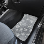 Silver And White Snowflake Pattern Print Front Car Floor Mats