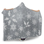 Silver And White Snowflake Pattern Print Hooded Blanket