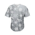 Silver And White Snowflake Pattern Print Men's Baseball Jersey