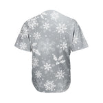 Silver And White Snowflake Pattern Print Men's Baseball Jersey