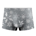 Silver And White Snowflake Pattern Print Men's Boxer Briefs