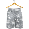 Silver And White Snowflake Pattern Print Men's Shorts
