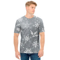 Silver And White Snowflake Pattern Print Men's T-Shirt