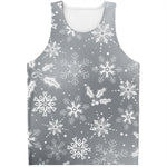 Silver And White Snowflake Pattern Print Men's Tank Top