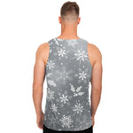 Silver And White Snowflake Pattern Print Men's Tank Top
