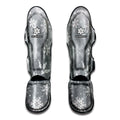 Silver And White Snowflake Pattern Print Muay Thai Shin Guards