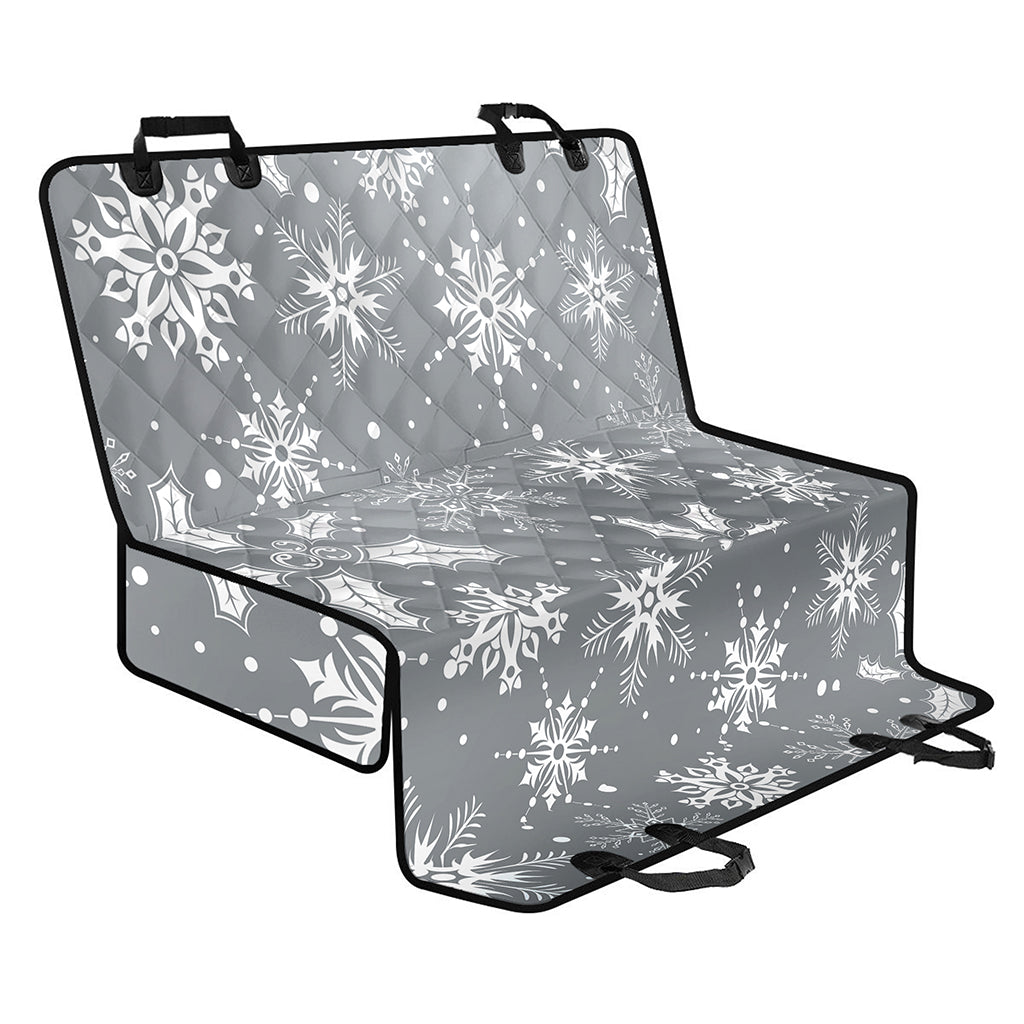 Silver And White Snowflake Pattern Print Pet Car Back Seat Cover