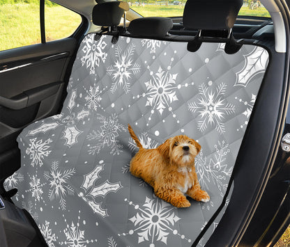 Silver And White Snowflake Pattern Print Pet Car Back Seat Cover