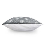 Silver And White Snowflake Pattern Print Pillow Cover