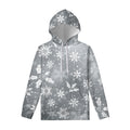 Silver And White Snowflake Pattern Print Pullover Hoodie